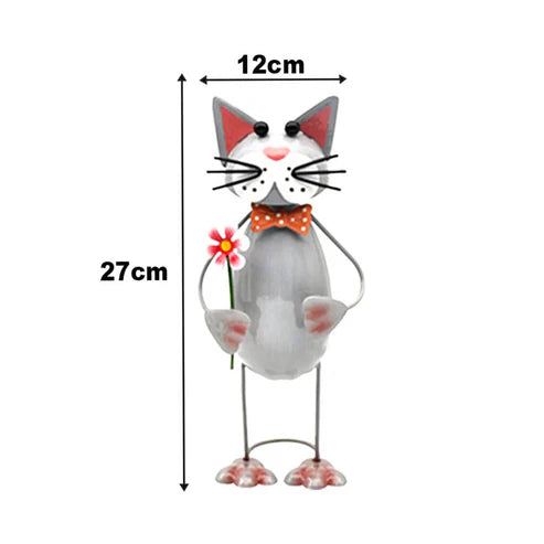 Bright Eyes Grey Cat Garden Ornament 27cm