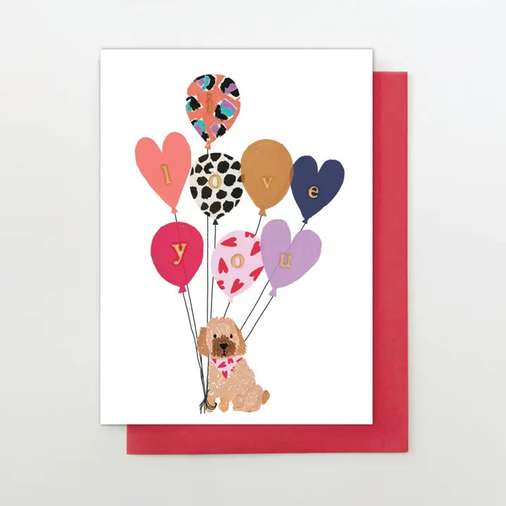 Dog & Heart Balloons Card