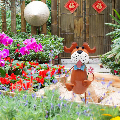 Bright Eyes Brown Dog Garden Ornament 27cm