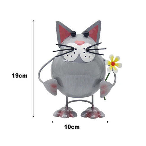 Bright Eyes Grey Cat Garden Ornament 19cm