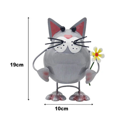 Bright Eyes Grey Cat Garden Ornament 19cm