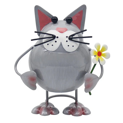 Bright Eyes Grey Cat Garden Ornament 19cm
