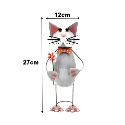 Bright Eyes Grey Cat Garden Ornament 27cm