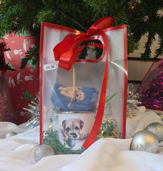 Christmas Border Terrier Set
