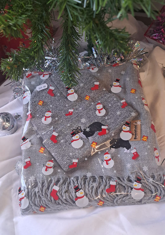 Christmas Border Collie Scarf and Hat set