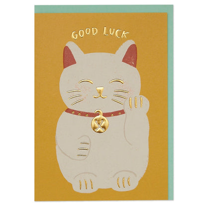 Good Luck Cat Greetings Card