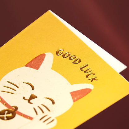 Good Luck Cat Greetings Card