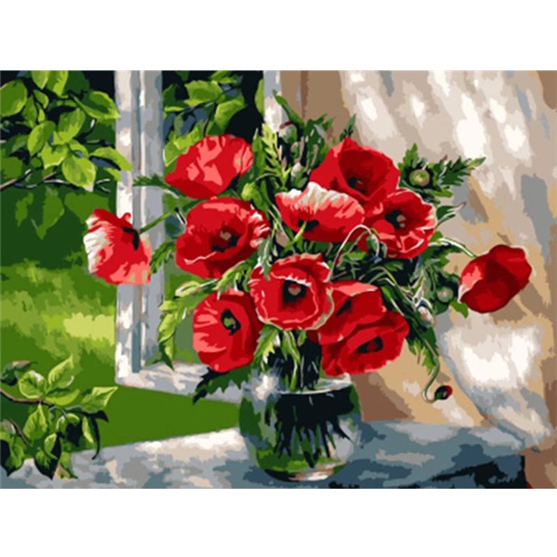 Diamond Painting Poppy Vase