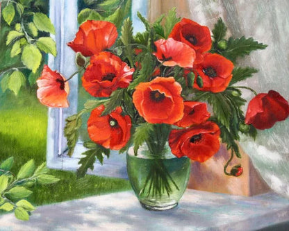 Diamond Painting Poppy Vase