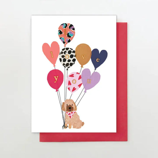 Dog & Heart Balloons Card