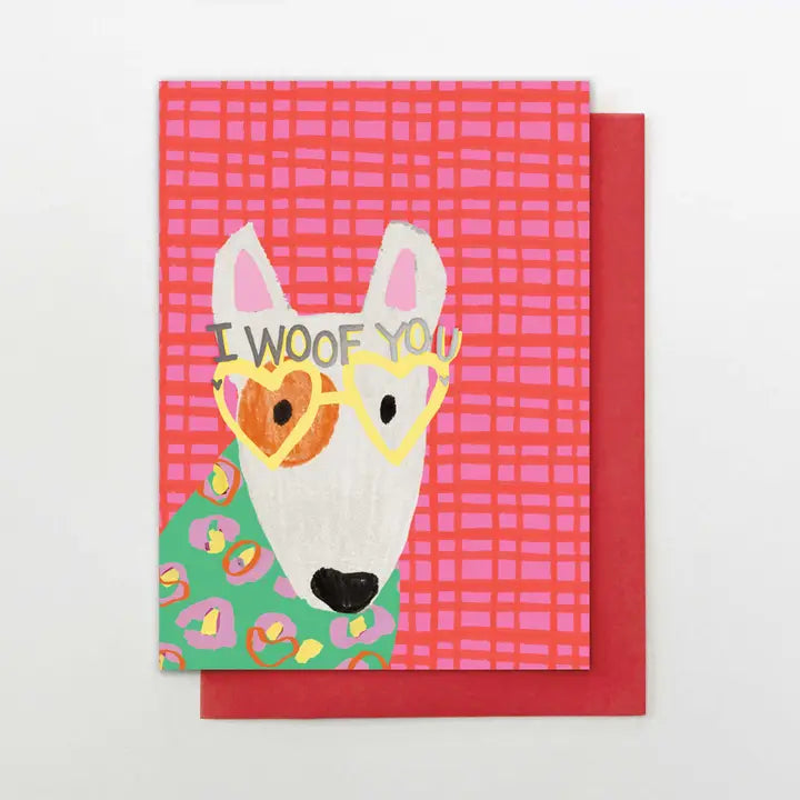 I Woof You Dog With Glasses Card