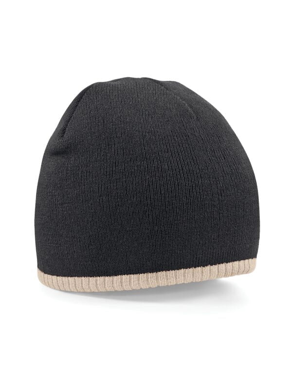Two Tone Unisex Beanie Black Cream