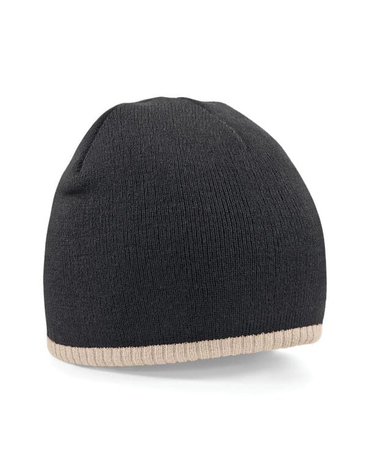 Two Tone Unisex Beanie Black Cream